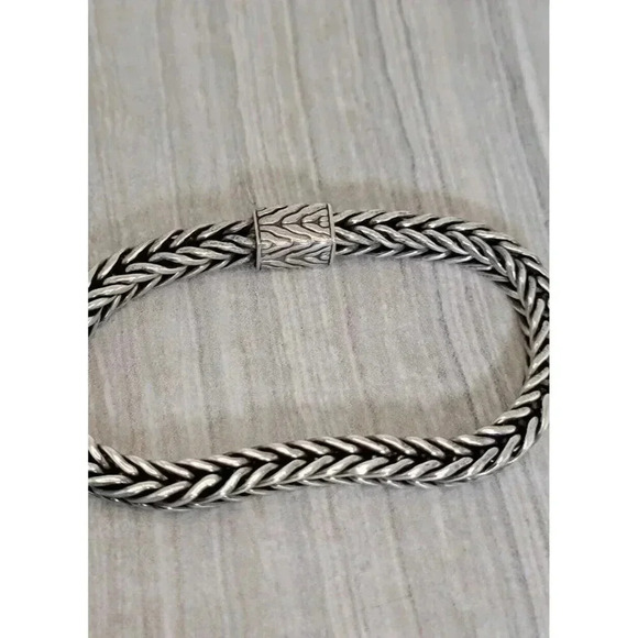 John Hardy Sterling Silver Woven Chain Bracelet 6.5mm 8.25" - Picture 8 of 9